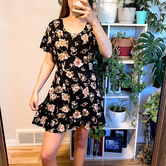 Randi May Vintage Floral Dress Tiered Layered Ruffle Short Sleeve Tie Waist 4 - Picture 1 of 12